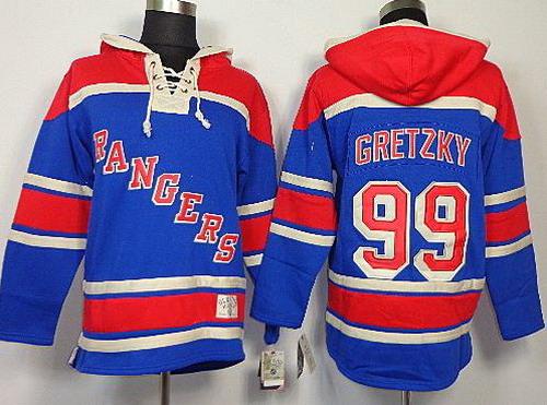 New York Rangers 99 Wayne Gretzky Blue Lace-Up Jersey Hoodies