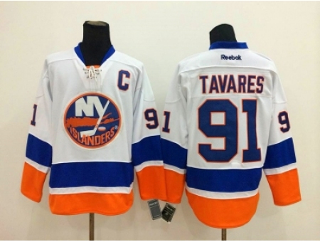 NHL New York Islanders #91 John Tavares white-blue jerseys