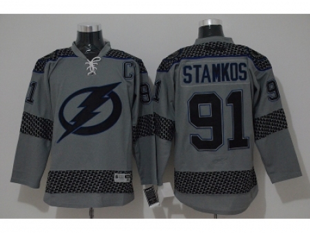 NHL Tampa Bay Lightning #91 Steven Stamkos Charcoal Cross Check Fashion jerseys