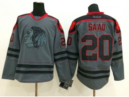 NHL chicago blackhawks #20 Brandon Saad Charcoal Cross Check Jerseys