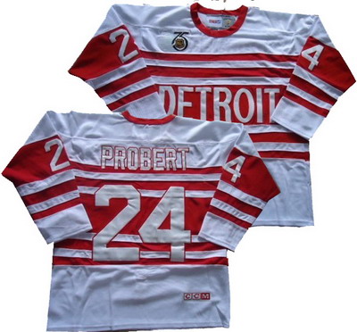 Detroit Red Wings #24 Nick probert white throwback ccm jerseys