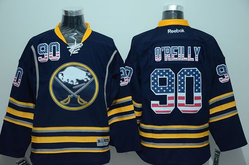 Sabres #90 Ryan O 27Reilly Navy Blue USA Flag Fashion Stitched NHL Jersey