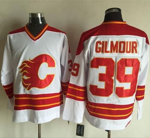 Flames #39 Doug Gilmour White CCM Throwback Stitched NHL Jersey