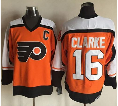 Flyers #16 Bobby Clarke OrangeBlack CCM Throwback Stitched NHL Jersey