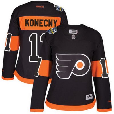 Flyers #11 Travis Konecny Black 2017 Stadium Series Womens Stitched NHL Jersey