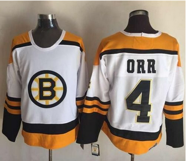 Bruins #4 Bobby Orr YellowWhite CCM Throwback Stitched NHL Jersey