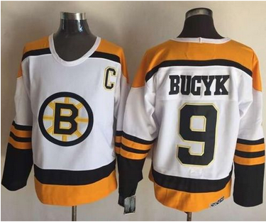 Bruins #9 Johnny Bucyk YellowWhite CCM Throwback Stitched NHL Jersey