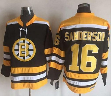 Bruins #16 Derek Sanderson BlackYellow CCM Throwback New Stitched NHL Jersey