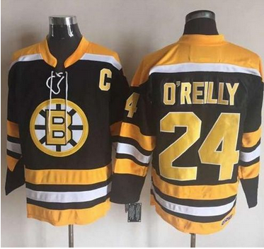 Bruins #24 Terry O 27Reilly BlackYellow CCM Throwback New Stitched NHL Jersey