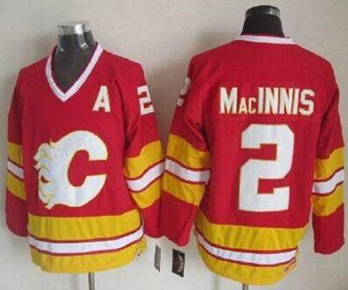 Calgary Flames #2 Al MacInnis Red CCM Throwback Stitched NHL Jersey