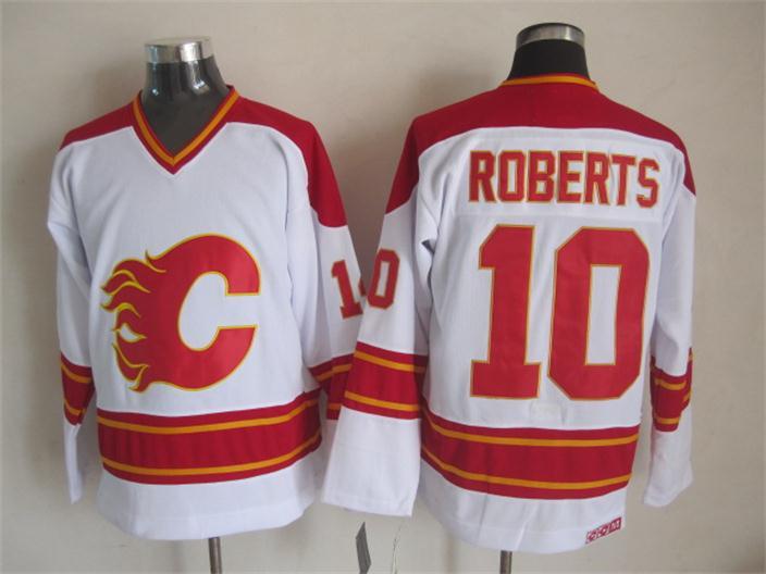 Calgary Flames #10 Gary Roberts White CCM Throwback Stitched NHL Jersey