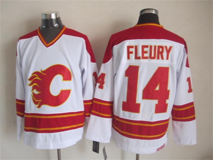 Calgary Flames #14 Theoren Fleury White CCM Throwback Stitched NHL Jersey