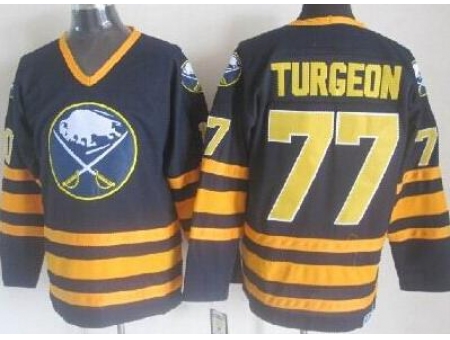 Buffalo Sabres 77 Pierre Turgeon Dark Blue Throwback CCM NHL Jerseys