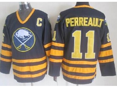 Buffalo Sabres 11 Gilbert Perreault Dark Blue Throwback CCM NHL Jerseys