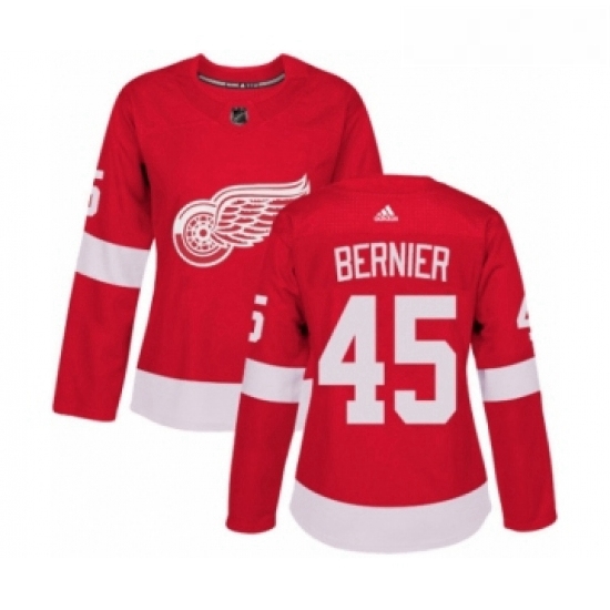 Womens Adidas Detroit Red Wings 45 Jonathan Bernier Premier Red Home NHL Jersey