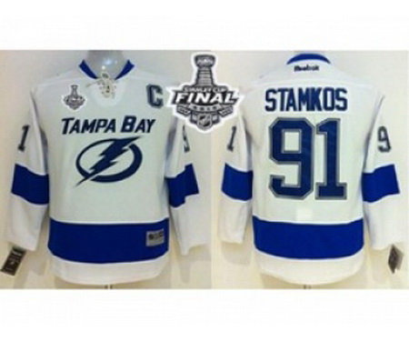 youth nhl jerseys tampa bay lightning #91 stamkos white[2015 stanley cup][patch C]