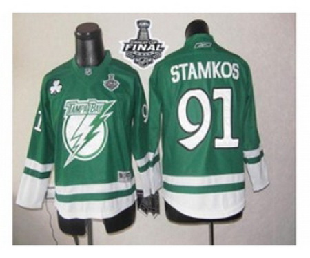 youth nhl jerseys tampa bay lightning #91 stamkos green[2015 stanley cup][patch C]