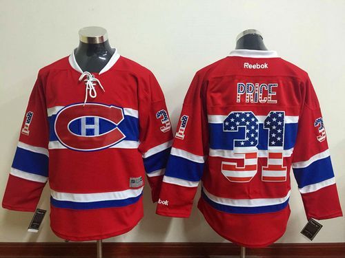 Canadiens #31 Carey Price Red USA Flag Fashion Stitched NHL Jersey