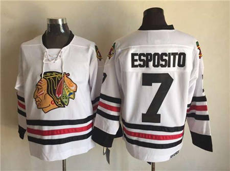 Chicago Blackhawks #7 Tony Esposito White CCM Throwback Stitched NHL Jersey