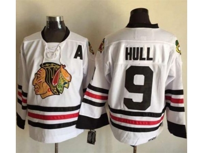 Chicago Blackhawks #9 Bobby Hull White CCM Throwback Stitched NHL Jersey