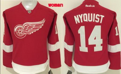 Red Wings #14 Gustav Nyquist Red Home Women 27s Stitched NHL Jersey