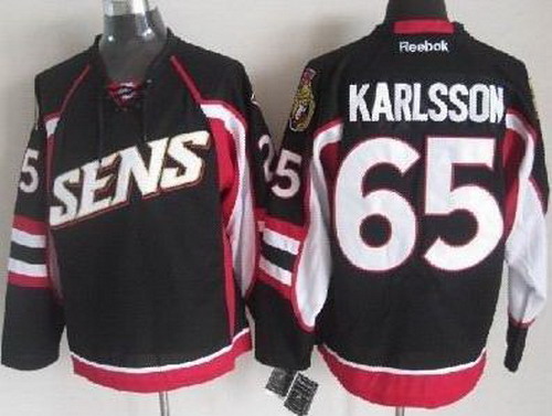 Ottawa Senators 65 Erik Karlsson Black NHL Jerseys