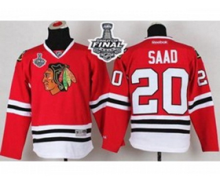 youth nhl jerseys chicago blackhawks #20 saad red[2015 stanley cup]