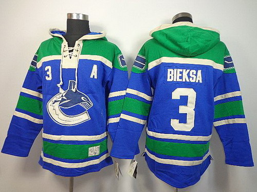 Vancouver Canucks 3 Kevin Bieksa Blue Lace-Up NHL Jersey Hoodies