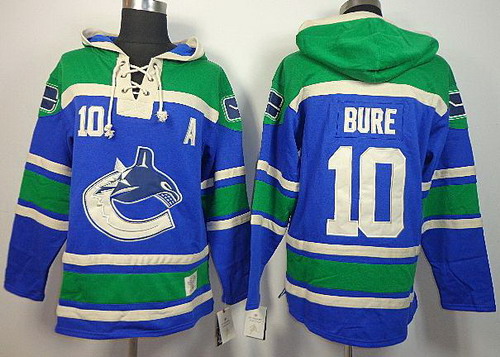 Vancouver Canucks 10 Bure Blue Lace-Up NHL Jersey Hoodies