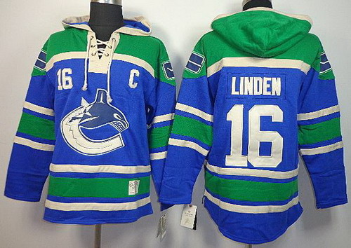 Vancouver Canucks 16 Trevor Linden Blue Lace-Up NHL Jersey Hoodies