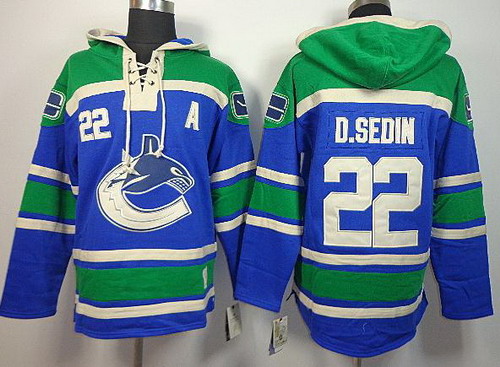 Vancouver Canucks 22 D.Sedin Blue Lace-Up NHL Jersey Hoodies