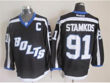 NHL Tampa Bay Lightning #91 Steven Stamkos black jerseys