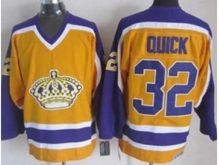 Los Angeles Kings #32 Jonathan Quick Yellow Stitched NHL Jersey