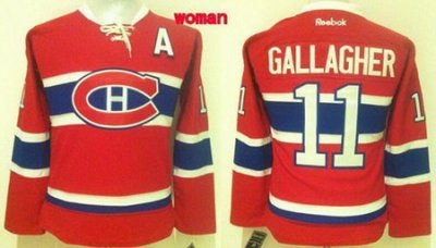 Women Montreal Canadiens #11 Brendan Gallagher Red Home Stitched NHL Jersey1