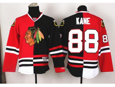 Chicago Blackhawks 88 Patrick Kane Black Red Split NHL Jerseys