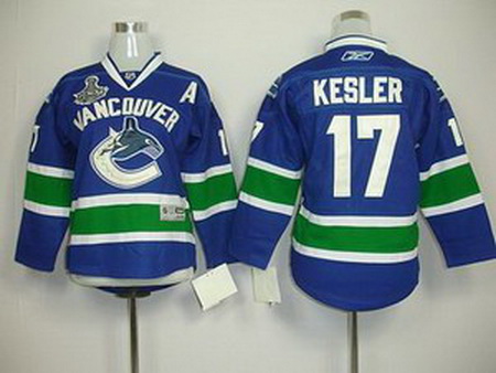 KIDS Vancouver Canucks 17 KESLER blue 2011 Stanley Cup Jerseys