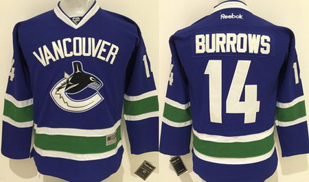 Canucks #14 Alex Burrows Blue Youth Stitched NHL Jersey II