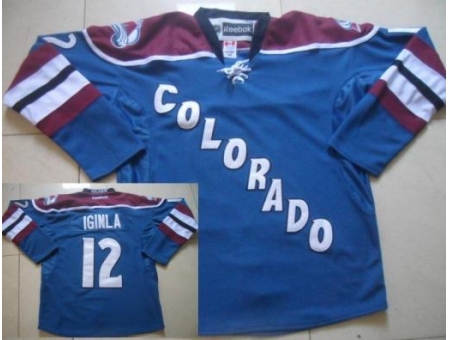 Colorado Avalanche 12 Jarome Iginla Blue NHL Jerseys