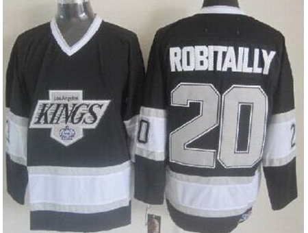 Los Angeles Kings #20 Luc Robitaille Black Silver Number CCM NHL Jerseys