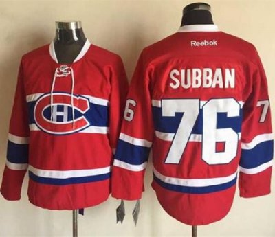 Women Montreal Canadiens #76 P K Subban Red Home Stitched NHL Jersey