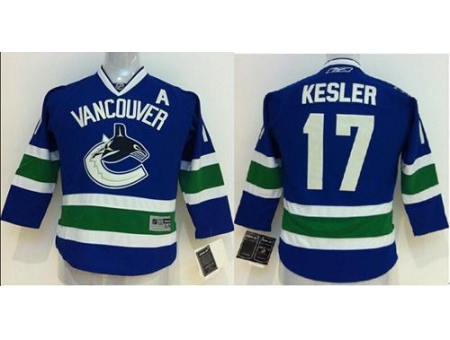 Kids Vancouver Canucks #17 Ryan Kesler Blue NHL Jersey