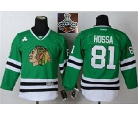 youth nhl jerseys chicago blackhawks #81 hossa green[2015 Stanley cup champions]