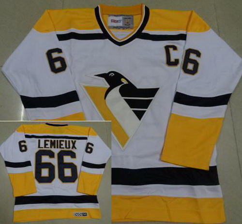 Pittsburgh Penguins #66 Mario Lemieux White CCM Throwback NHL Jerseys