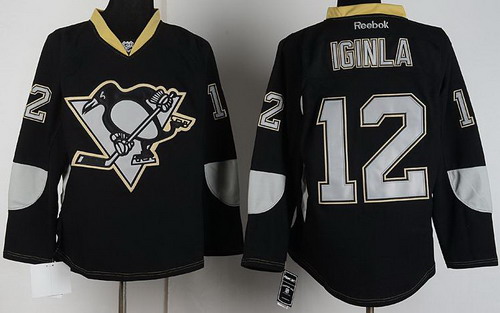 Pittsburgh Penguins 12 Jarome Iginla Black ICE Fashion NHL Jerseys