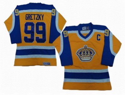 Los Angeles Kings #99 Wayne Gretzky yellow purple CCM Jersey