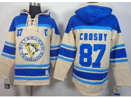 Pittsburgh Penguins #87 Sidney Crosby Cream Stitched NHL Sawyer Hooded Sweatshirt