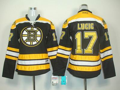 Women Boston Bruins Lucic jersey 17 Black Hockey Jersey