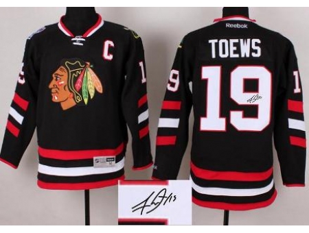 Chicago Blackhawks 19 Jonathan Toews Black 2014 Stadium Series Signed Jerseys