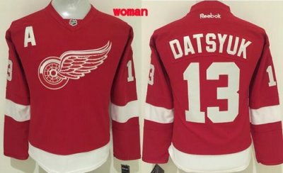 Red Wings #13 Pavel Datsyuk Red Womens Home Stitched NHL Jersey