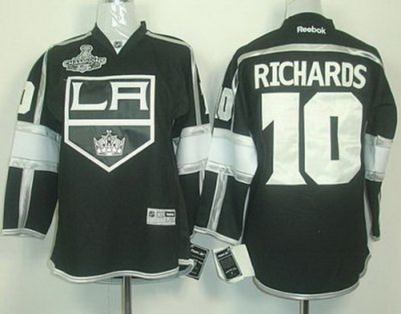 Kids Los Angeles Kings #10 Mike Richards Black Stanley Cup Finals Champions Patch NHL Jerseys LA Sty